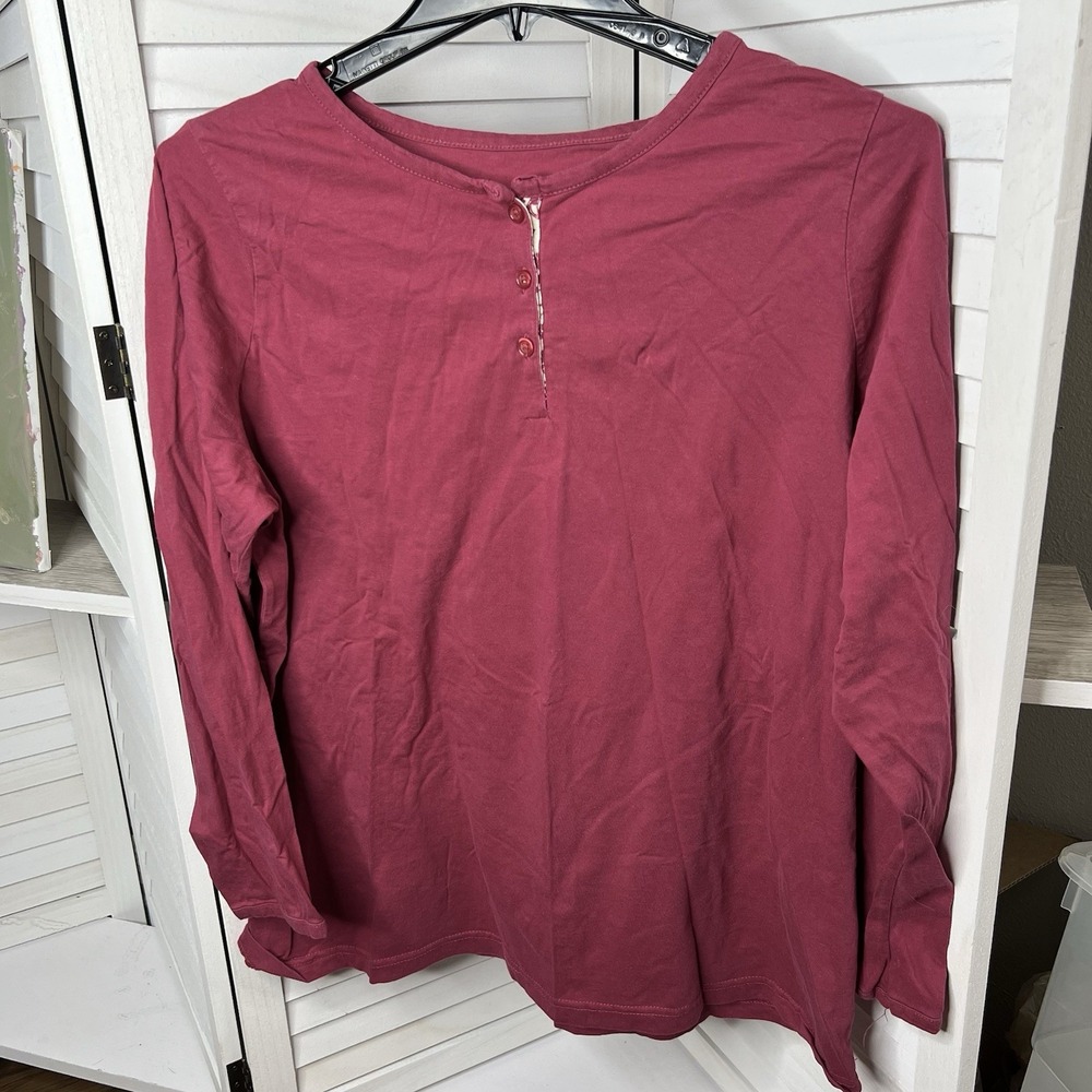Only Necessities Women's Sleep Top Long Sleeve Pink Size Large 18/20